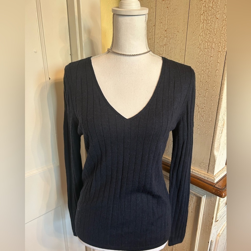 Banana Republic Navy V-Neck Knit Top